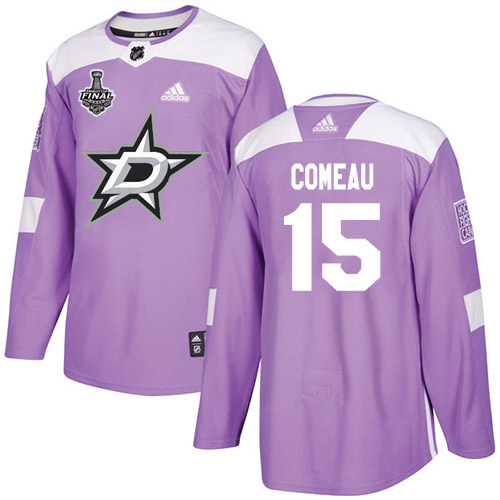 Men Adidas Dallas Stars #15 Blake Comeau Purple Authentic Fights Cancer 2020 Stanley Cup Final Stitched NHL Jersey
